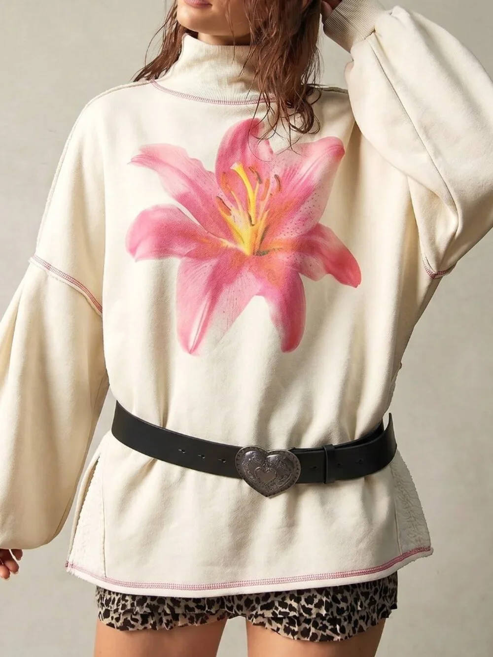 Apricot Casual Women's Knit Loose Fit Sweatshirt
